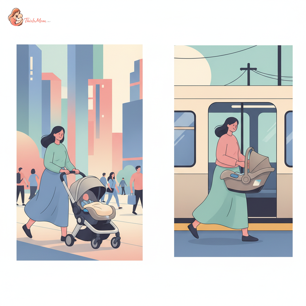 Side-by-side comparison of a Doona car seat and a Nuna PIPA urbn car seat, both designed for urban parents without a car.