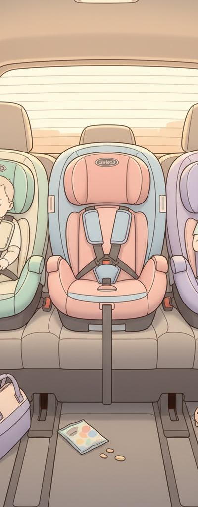 Three Graco car seats neatly installed across the second row of a Honda Odyssey minivan, showcasing a successful tight fit.