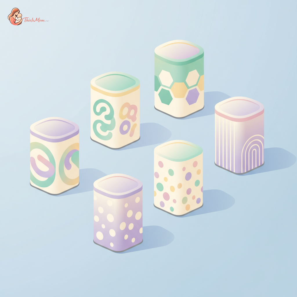 Multiple different brands of hypoallergenic infant formula containers lined up, including Enfamil Alimentum, Similac Alimentum, Neocate, and PurAmino, against a soft, supportive background.