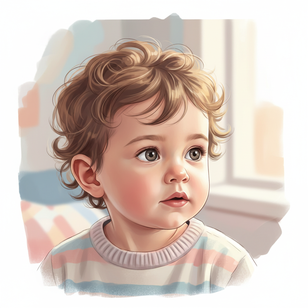 Close-up of a toddler's ear with a soft, blurred background
