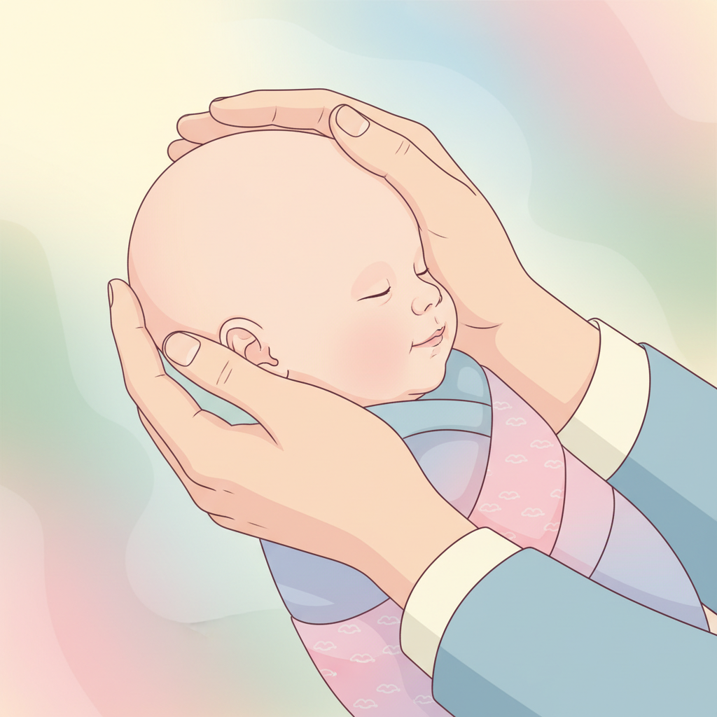 A mother gently comforting her baby, who is nestled close to her chest. The scene is soft and loving, highlighting the emotional connection during the weaning process.